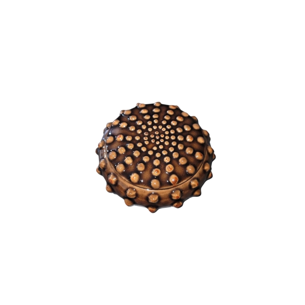 ceramic trinket box with lid Brown